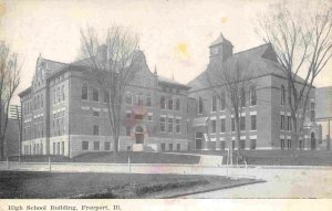 High School Building Freeport Illinois 1910c postcard