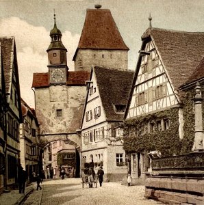Rodergasse Village Gothic Postcard Germany Europe Rothensburg c1930-40s PCBG8A