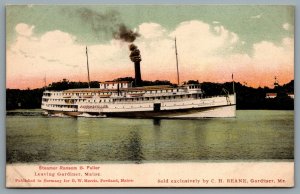 Postcard Gardiner ME c1906 Steamer Ransom B. Fuller Eastern Steamship Company