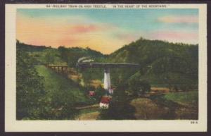 Railway Train on High Trestle,In the Mountains Postcard 