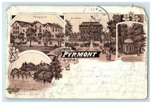 c1905 Gruss Aus Pyrmont Germany Multiview Posted Antique Postcard