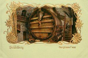 Gilded Embossed Postcard Beer Keg Postcard Heidelberg Germany Das Grosse Fass