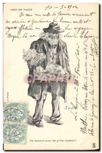 Old Postcard Fantasy Illustrator Man Cries of Paris