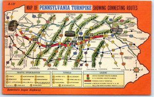 M-40279 Map of Pennsylvania Turnpike Showing Connecting Routes