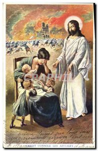Old Postcard Fantasy Illustrator Christ comforts the afflicted