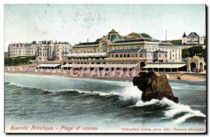 Old Postcard Biarritz Artistic Beach And Casino