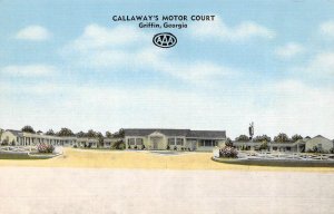 Griffin, GA Georgia   CALLAWAY'S MOTOR COURT  Roadside Motel  ca1940's Postcard