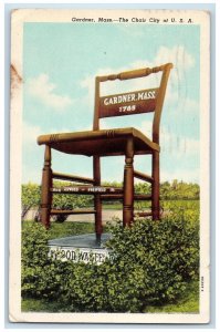 1955 The Chair City Of U.S.A. Gardner Massachusetts MA Posted Vintage Postcard