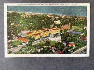 Aerial View Showing Ocean Palm Beach FL Linen Postcard H2073082457