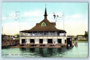 1909 New Haven Connecticut Vintage Postcard Yale Boat House Scenic View Posted