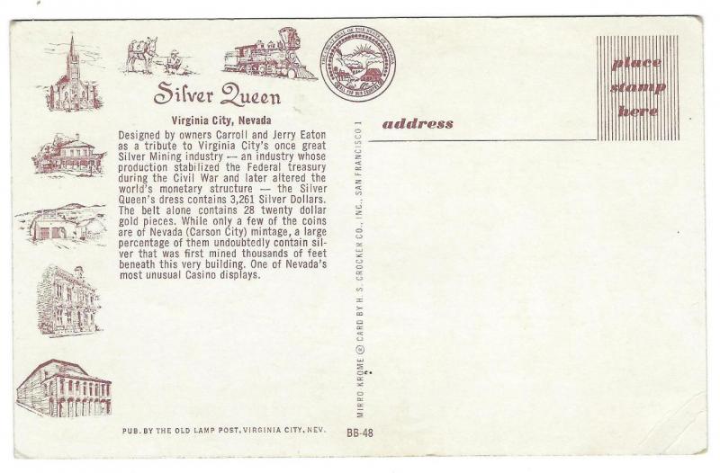 Vintage Virginia City, NV Silver Queen Tribute To Local Silver Mining (MM158)