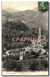 Old Postcard Lourdes Basilica