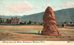 Vintage Postcard Liberty Cap & Hotel Building Yellowstone National Park Wyoming