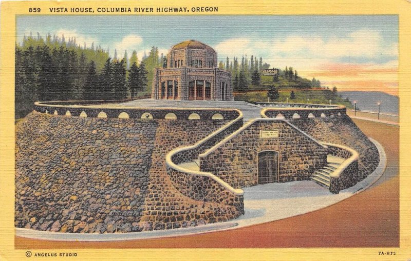 Columbia River Highway Oregon 1947 Postcard Vista House