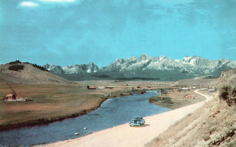 Vintage Postcard 1957 Sawtooth Mountains South Central Idaho Across Salmon River