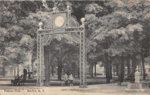 Bath New York~Pultney Park~Kids on Bicycle under Clock Arch~Men by Fountain~1910