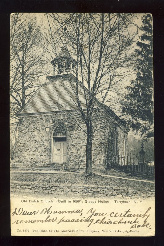 Tarrytown, New York/NY Postcard, Old Dutch Church, Sleepy Hollow, 1905!