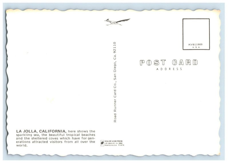 Vintage Beautiful La Jolla, California. Postcard &B