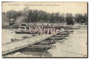 Old Postcard Army 7th Genie Avignon bridge Laborers Opening portiere