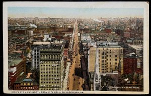 Vintage Postcard 1911 Bird's Eye View from City Hall, Philadelphia, PA