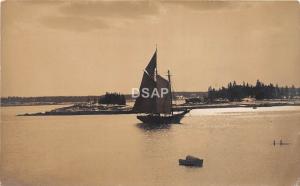 B51/ Seal Harbor Maine Me RPPC Real Photo Postcard 1911 Sailboat