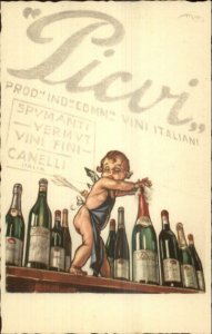 Alcohol PICUI Vermouth Wine Cherub & Bottles PUGNI & COPPO Postcard