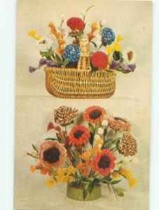 Pre-1980 This Is A Postcard BRAID BOUQUETS BASKET BY NATIONAL HANDCRAFT AC7419