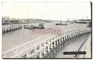 Old Postcard Ostend General view of the harbor Boats