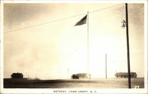 WWII Camp Croft South Carolina SC Military Retreat American Flag Real Photo PC