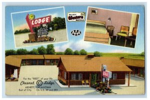 c1950's Chestnut Lodge Arnett Oklahoma OK, Multiview Unposted Vintage Postcard