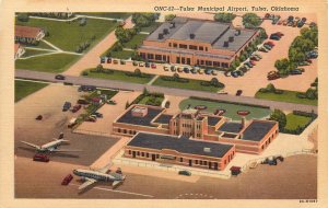 Linen Postcard; Tulsa Municipal Airport OK Air View, Unposted, Curt Teich ONC-52