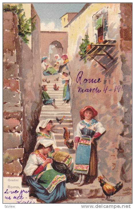 Stairs, Ladies, Gradini, Roma (Lazio), Italy, 1900-1910s