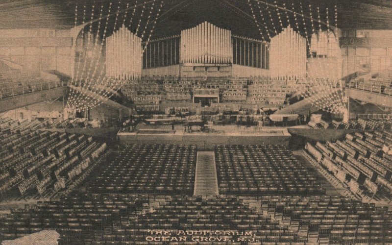 Vintage Postcard 1933 View of Wide Auditorium Ocean Grove New Jersey F.A Von Pub