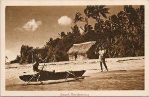 Beach Rendezvous Man Woman Boat Unknown Location UNUSED Postcard D99