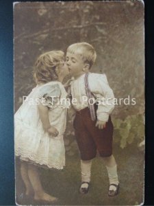 c1938 Tucks hand coloured - Children' Little Boy & Girl kissing