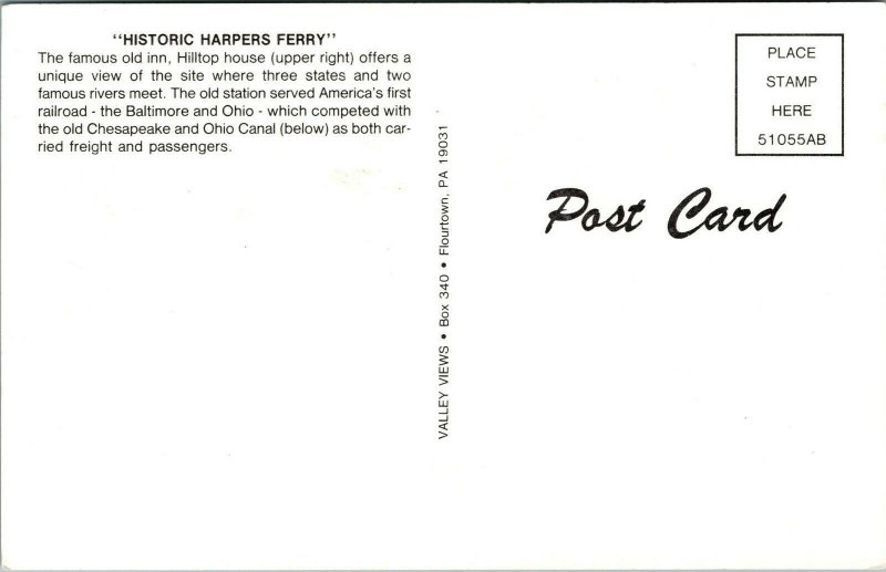 Vtg 1980s Historic Harpers Ferry West Virginia WV Unused Postcard