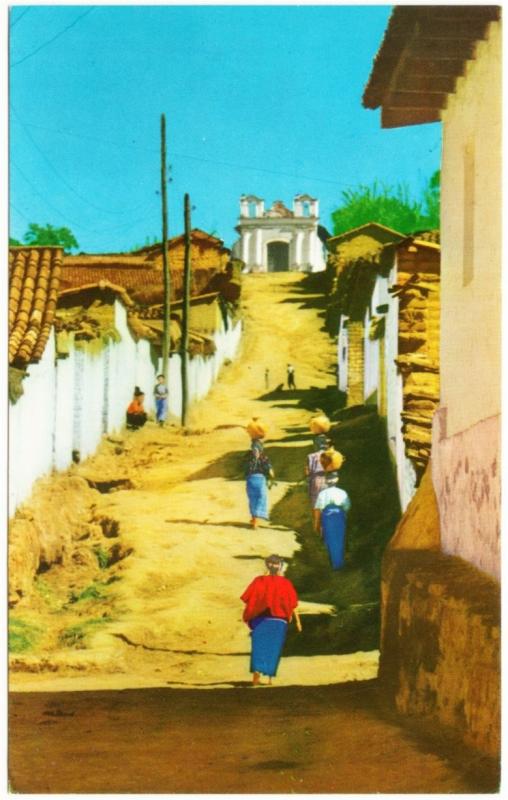 Guatemala Sumpango Village in Chimaltenango Church and Street 1960s Postcard