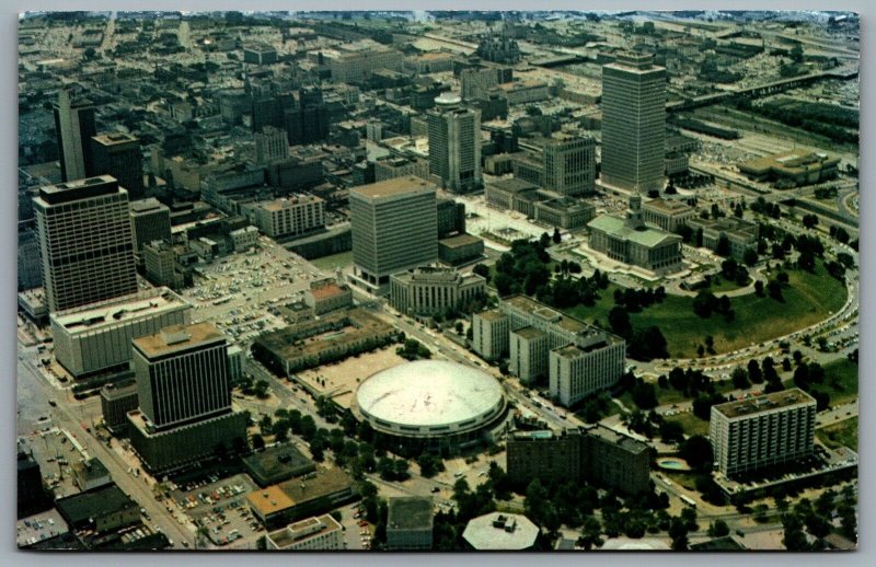 Postcard Nashville TN c1970s Arial View of Downtown Municipal Auditorium 