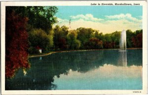 Lake in Riverside, Marshalltown IA Vintage Linen Postcard C27