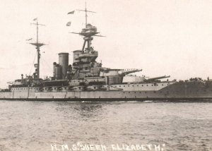 British Royal Navy HMS Queen Elizabeth (2) - RPPC Photo WWI  c1910s