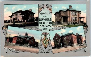 COLORADO SPRINGS, CO   Group of Four SCHOOLS 1911  El Paso County  Postcard