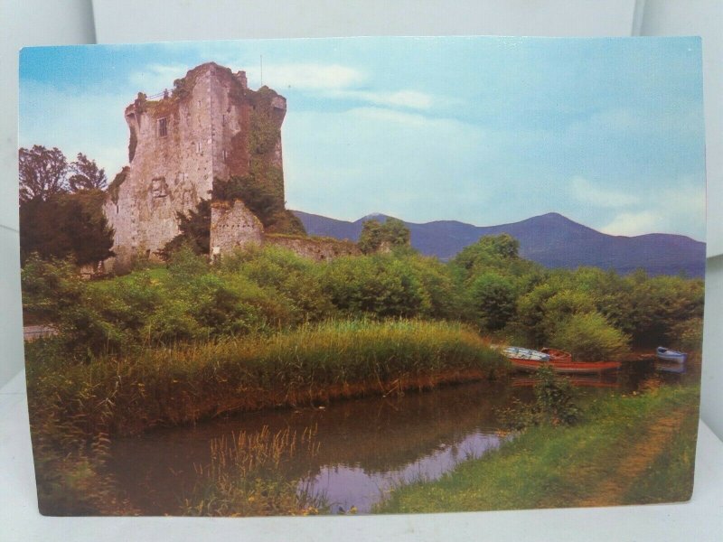 Vintage Postcard Ross Castle Killarney Co Kerry Riverside Boats Ireland 1970s