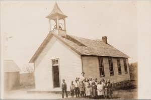 Schoolhouse Teacher Students Children School Unknown Location RPPC Postcard E96 