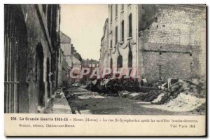 Old Postcard The Great War Reims La Rue St Symphorien after the terrible bomb...