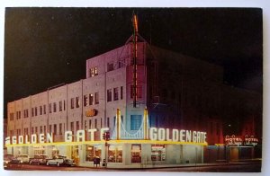 Golden Gate Casino Postcard Las Vegas Nevada Neon Sign Old Cars Sal Sagev Hotel