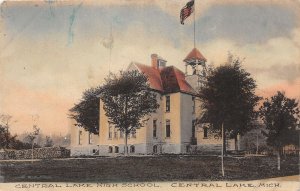 J60/ Central Lake Michigan Postcard c1910 High School Building  107