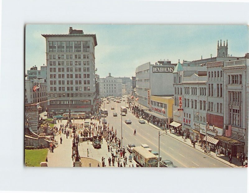 Postcard The heart of the Commonwealth, Main Street, Worcester, Massachusetts