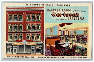 c1940's The Cafeteria And Cascade Room Exterior Detroit Michigan MI Postcard