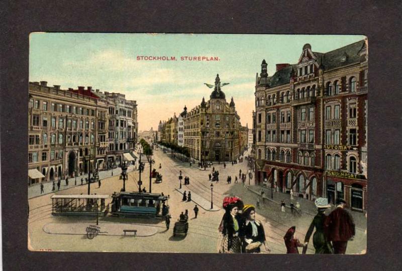 Sweden Stockholm Stureplan Automat Trolley Cars Carte Postale Brefkort Postcard