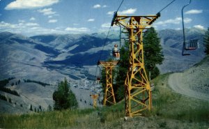 USA The Pioneer Mountains Ski Lift Baldy Mountain Montana Chrome Postcard 08.71